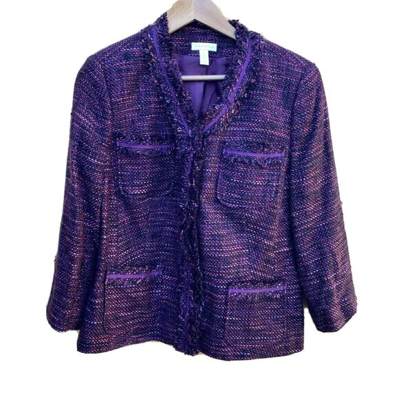 Charter Club L Button Up Jacket Purple Polyester Lining Acrylic Material Shell - Picture 1 of 12